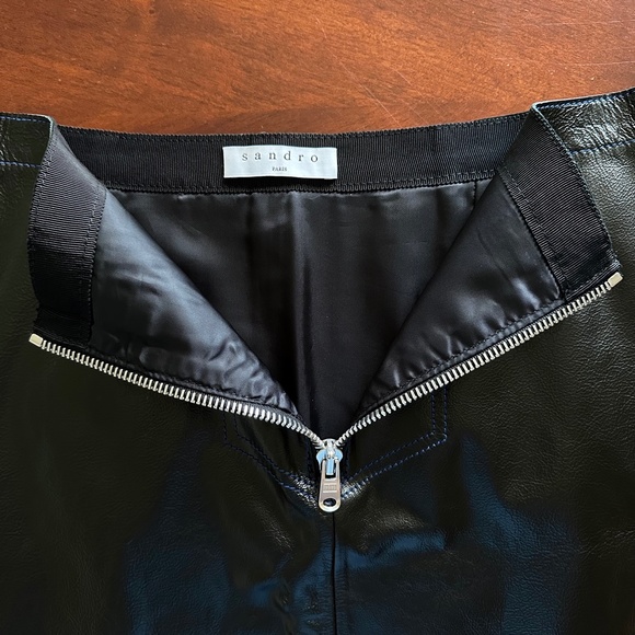 Sandro Paris Lamb Leather Skirt - Picture 5 of 16